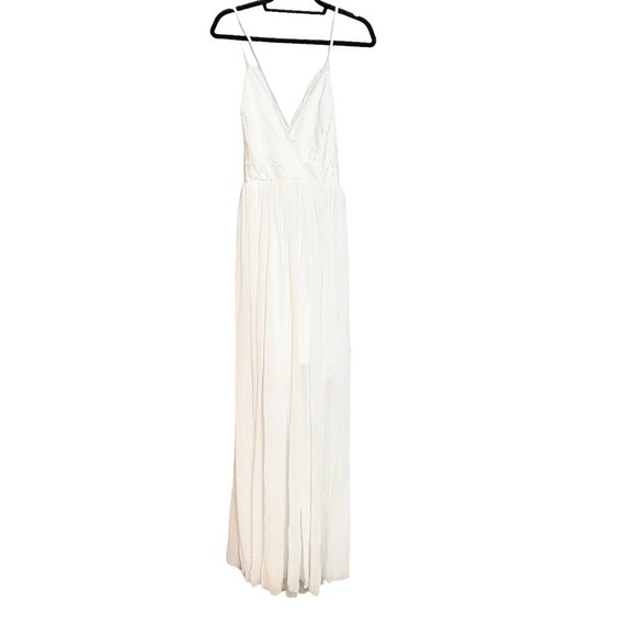 Dress The Population A-Line Criss Cross Back White Maxi Dress Women Size XL NWT - Picture 9 of 10